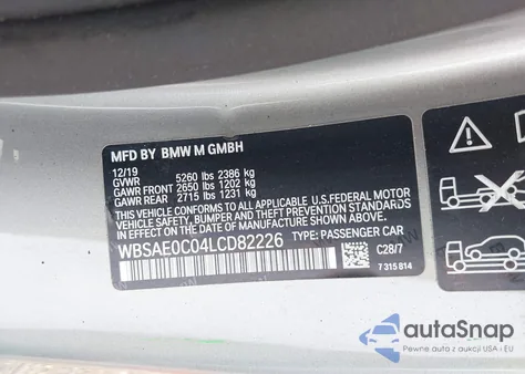 2020 BMW M8 из США, поврежденный, VIN WBSAE0C04LCD82226